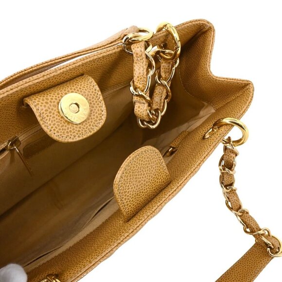 Chanel Beige Calfskin Petite Shopping Tote PST Chain Handbag 185152 - Picture 4 of 11